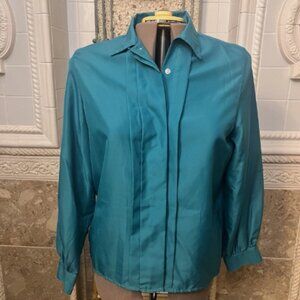 Separate Issue. Size 1X-2X. Teal Poly Long Sleeve. Button Cuff. Pleated. B125